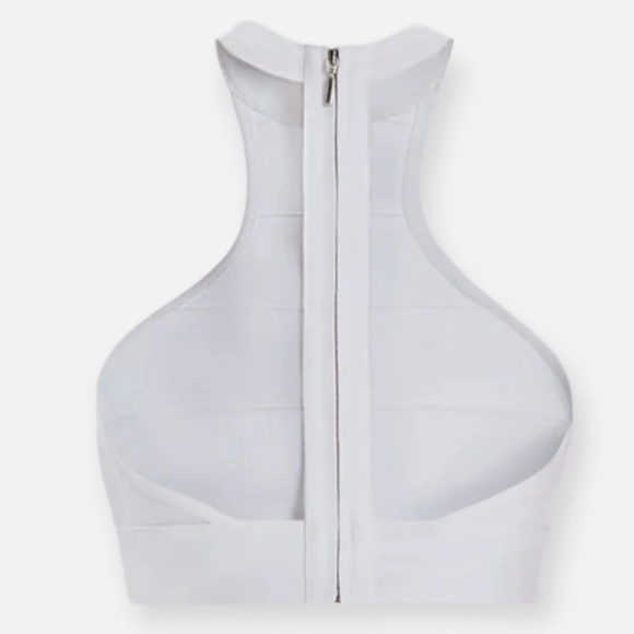 Herve Leger Bandage Halter Crop Top In Blush White Size S $145 NWT - Picture 5 of 9